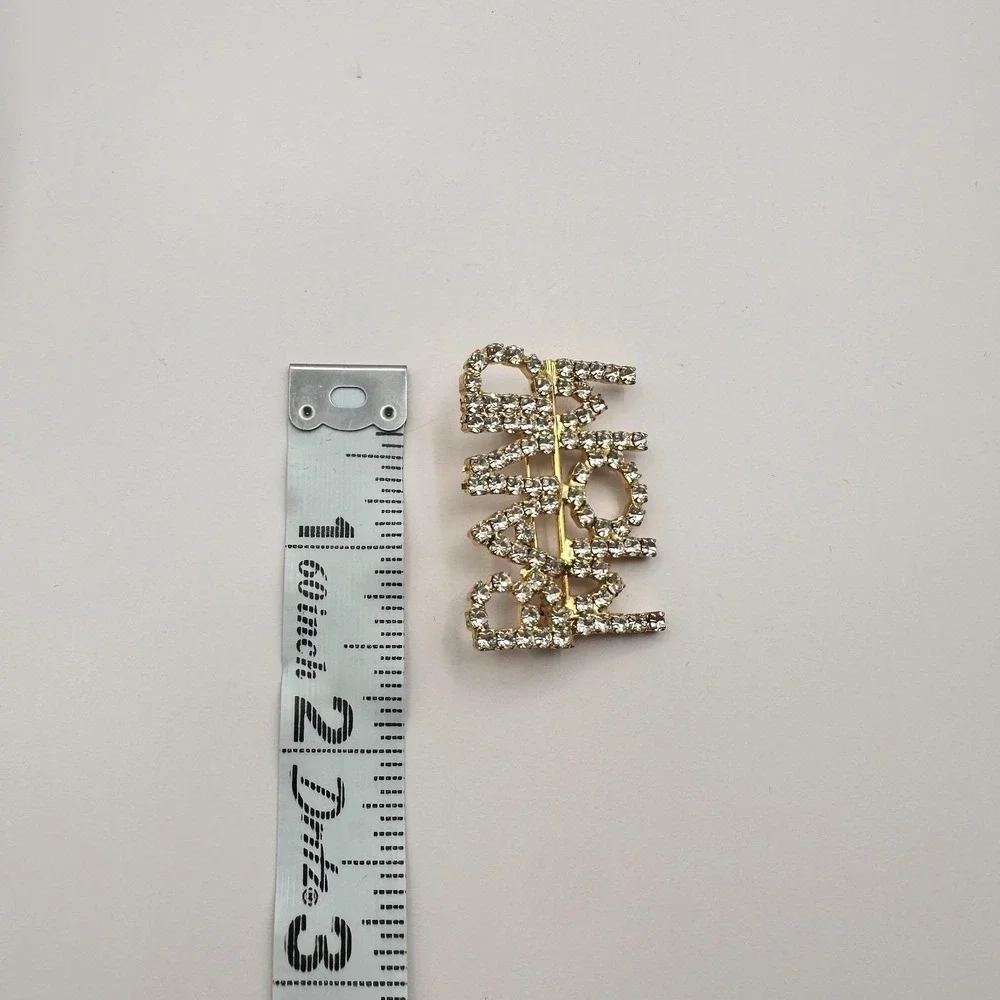 Vintage Y2K Band Mom Gold Tone Rhinestone Brooch Pin‎ Women's Classic Jewelry